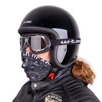 Chopper přilba W-TEC Badachos s brýlemi Atavist černá lesk L (59-60)