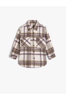 Koton 4wkg60018aw Girls' Shirt Beige Plaid