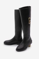 Marjin Women's Belt Buckle Casual Boots Alges Black