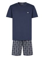 Emporio Armani Kratka pidžama  plava / bijela