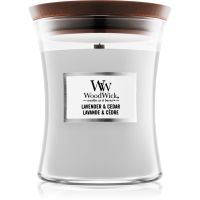 Woodwick Lavender & Cedar vonná svíčka s dřevěným knotem 275 g