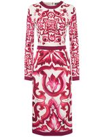 Maiolica Print Silk Midi Dress