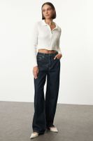 Trendyol Dark Blue Mid Waist Skater Baggy Jeans