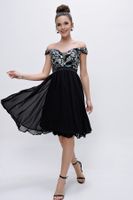 By Saygı Madonna Neckline Low-cut Chiffon Evening Dress