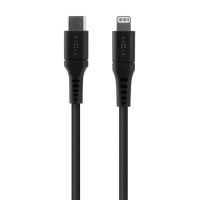 Nabíjecí a datový kabel FIXED Liquid silicone s konektory USB-C/Lightning a podporou PD, 1.2m, MFI, černá