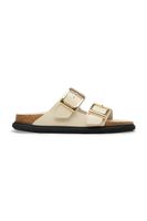 Birkenstock papuci cu toc plat pentru femei, din piele Arizona Droplet Buckle