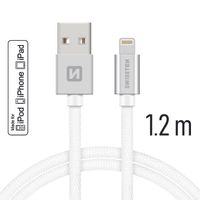 Datový kabel Swissten Textile USB Lightning MFi 1,2 M , silver