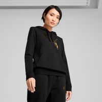 Puma ESS METALLIC Hoodie Damen | Mit Logo Print | Black/Metallic Gold | Größe: 3XL
