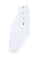 Trendyol White 5 Pack Cotton Textured Contrast Color Blocked Booties-Short-Above Ankle Socks