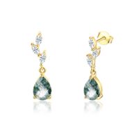 Olivie Strieborné náušnice MACHOVÝ ACHÁT GOLD 8399