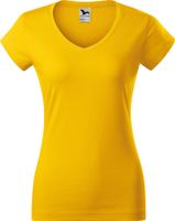 MALFINI® Dámské vypasované bavlněné slim-fit tričko do véčka Barva: Žlutá, Velikost: L
