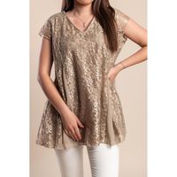 Plus Size Tunika Mit Spitze, Beige