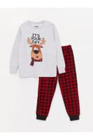 LC Waikiki Crew Neck Christmas Themed Long Sleeve Boys Pajamas Set