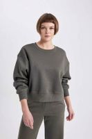 DEFACTO Boxy Fit Crew Neck Thick Basic Plain Sweatshirt