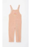 LC Waikiki Girls' Square Neck Embroidered Strap Velvet Overalls