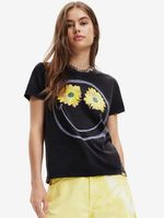 Desigual Margarita Smiley Póló Fekete