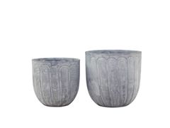 Obal na kvety plechový s ryhovaním, sada 2 kusov CH65337-00