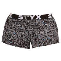 Női bő szárú boxeralsó Styx művészet sportos gumipánt firkálás (T1256) L