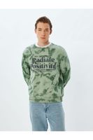 Koton Slogan Printed Sweatshirt Crew Neck Washed Raised Cotton Blend