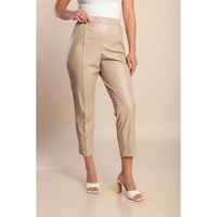 Große Größen Leder 7/8 Hose, Creme