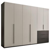 Xora ŠATNÍ SKŘÍŇ S OTOČNÝMI DVEŘMI, barvy grafitu, světle šedá, 300/225,5/60 cm