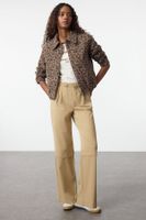 Trendyol Beige Straight Cut Elastic Waist Woven Trousers