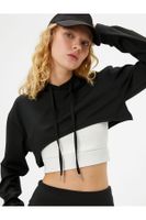 Koton Crop Hooded Sweatshirt Long Sleeve Comfortable Fit