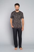 Men's pyjamas Pinus, short sleeves, long legs - print/graphite