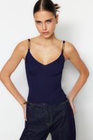 Trendyol Navy Blue Knitwear Blouse with Accessory Detail