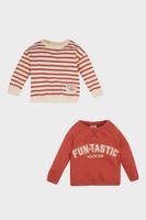 DEFACTO Baby Boy Crew Neck Printed Soft Furry Inside 2-Pack Sweatshirt