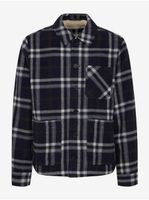 Dark Blue Shirt Plaid Jacket Blend - Men