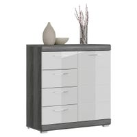MID.YOU KOMODA, tmavosivá, biela s vysokým leskom, 80/85/37 cm