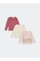 LC Waikiki 3-Piece Crew Neck Long Sleeve Printed Baby Girl's T-Shirt