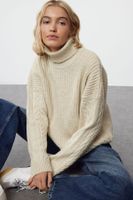 Trendyol Stone Turtleneck Hair Knitted Soft Textured Knitwear Sweater