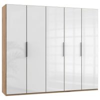 MID.YOU SKRIŇA S OTOČNÝMI DVERAMI, farba duba, biela s vysokým leskom, 250/216/58 cm