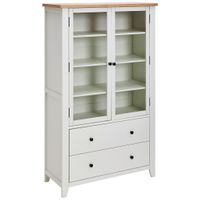 MID.YOU VITRÍNA, dub, borovica, číra, prírodná farba, biela, 100/165/43 cm