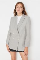 Trendyol Gray Regular Lined Double Breasted Blazer with Closure