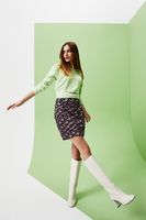 Marisse Ołówkowa spódnica w kwiaty L-SC-3701 BLACK
