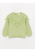 LC Waikiki Crew Neck Long Sleeve Ruffle Detail Baby Girl Knitwear Sweater