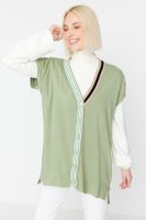 Trendyol Mint Collar Strip Detailed Knitwear Sweater