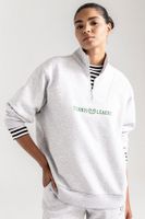 DEFACTO Fit Oversize Wide Mold Stand Collar Sports Printed Athlete Sweatshirt