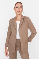 Trendyol Khaki Suede Woven Buttoned Blazer Jacket