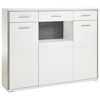 Livetastic VYSOKÁ KOMODA, sivá, strieborná, biela, biela s vysokým leskom, 153/121/45 cm