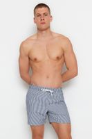 Trendyol Navy Blue Striped Seersucker Beach Shorts