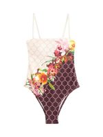 B by Ted Baker Jednodijelni kupaći kostim  ecru/prljavo bijela / tamno ljubičasta / narančasta