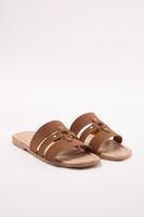 Trendyol Tan Riveted Brown Banded Women's Slippers