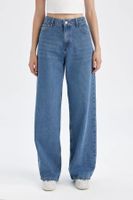 DEFACTO Wide Leg High Waist Long Jean Washed Trousers