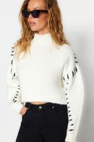 Trendyol Ecru Soft Textured Yarn Detailed Crop Knit Sweater