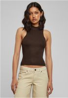 Women's turtleneck with short rib knit brown