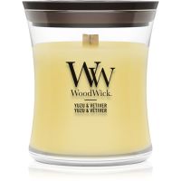 Woodwick Yuzu & Vetiver vonná sviečka s dreveným knotom 85 g